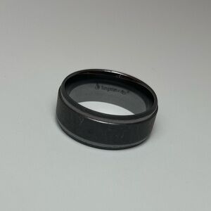 Tungsten Sleek Black Men's Ring satin center  size 13
